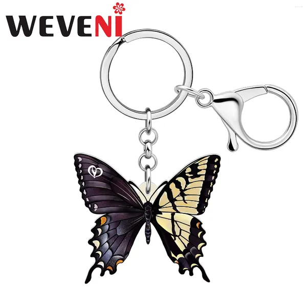 Клавные брелоки weveni акриловый император мот мот Yin Yan Butterfly Key Chains Кольцевой кошелек для женских девушек подарки аксессуары