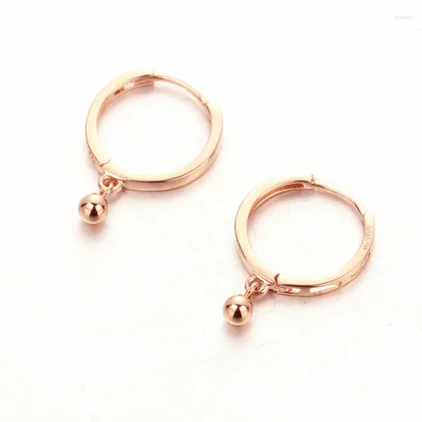 Baumelnde Ohrringe aus 585-lila-Gold, elegant, für Damen, vergoldet, 14 Karat Rose, glänzendes Gesicht, kleine runde Kugel-Ohrringe, Party-Bankett-Schmuck