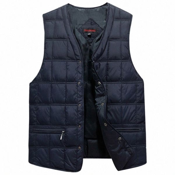 inverno Dres Uomo Piumino d'anatra bianco Gilet causale Ultra leggero maschile Spessa manica Piumino da uomo Gilet caldo L-5XL Plus Size 13Wv #