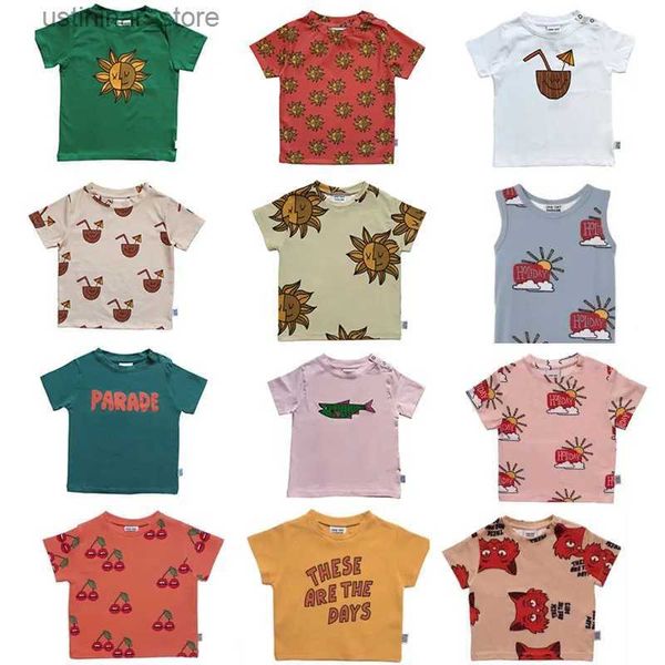 Camisetas Um Dia Novo Verão Dos Desenhos Animados Crianças Camisetas Sol Padrão Criança Meninas Algodão Tee Tops Bebê Meninos Roupas Algodão Moda Brand24328