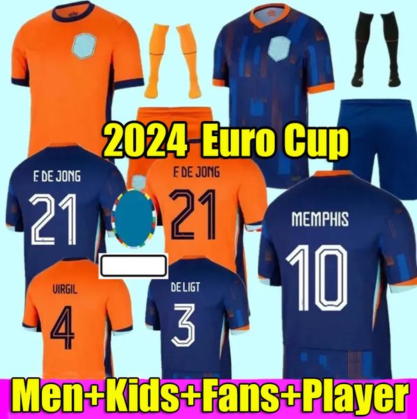 Niederlande 24 25 Fußball-Trikot 2024 Euro Cup MEMPHIS 23 24 Holland Club-Trikot VIRGIL BLIND JONG DUMFRIES Trikot 2024 BERGVIJN DE LIGT Herren-Kinder-Set Fußballtrikot