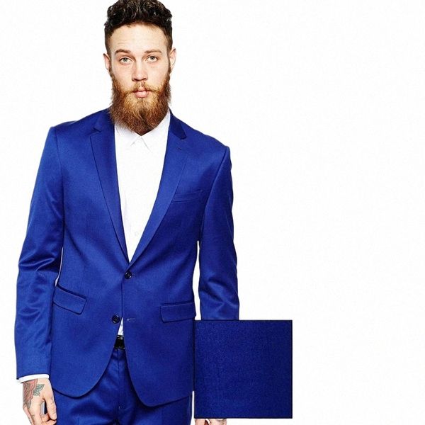 costume Homme Abito da uomo classico 2 pezzi Royal Blue Slim Fit smoking dello sposo per la cerimonia nuziale Tailor Made Best Man Party Suit H0jJ #