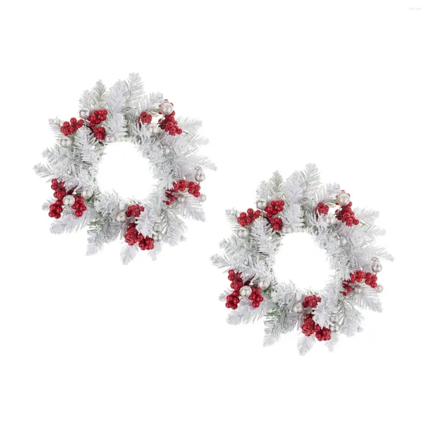 Dekorative Blumen, 2 Stück, Weihnachtskerzenringe, Simulation roter Beeren, 27,9 cm, Girlande für rustikale Hochzeit, Weihnachtsfeier, Wohnzimmer, Laterne