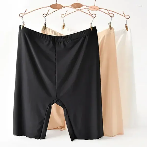 Calcinha feminina cintura de seda alta verão mulheres shorts segurança gelo cuecas esfregar boyshorts tamanho underskirt coxa calças sem costura mais