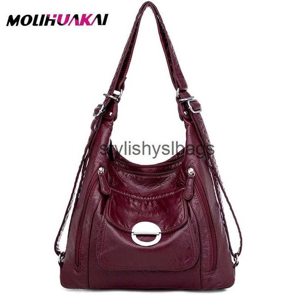 Сумки с верхней ручкой Molihuakai Кожаные роскошные сумки женские сумки дизайнерские многофункциональные плечевые сумки для женщин 2022 Новый дорожный рюкзак H240328