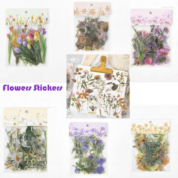 Fensteraufkleber, 40 Stück/Packung, Aufkleber, Etikett, schöne Blumen, Scrapbooking, DIY, Handbuch, Dekoration für Tagebuch, Flasche, Telefon, Schreibwaren