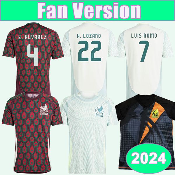 2024 México Mens Futebol Jerseys Seleção Nacional ARAUJO RODRIGUEZ G.OCHOA RAUL S. GIMENEZ L. ROMO S. CORDOVA Home Away Goleiro Camisas de futebol