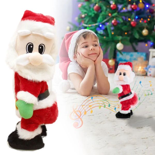 Миниатюры, Рождественские хип-танцы, тверкинг, кукла Санта-Клауса, электрическая детская поющая игрушка-трясучка, новогодний декор