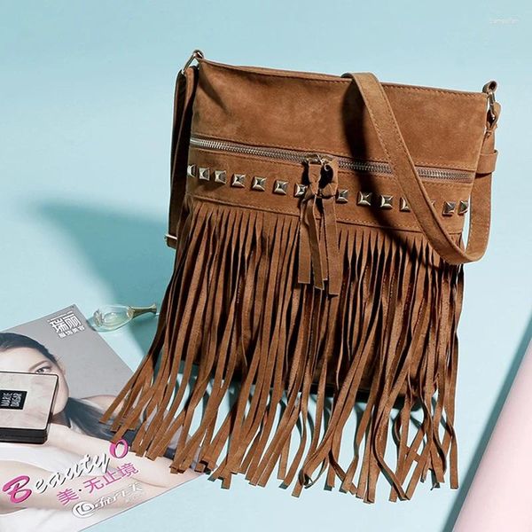 Schultertaschen Damen Pu-Ledertasche Damenmode Umhängetasche Fringe Quaste Messenger Herald