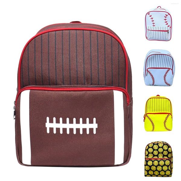 Schultaschen Außenhandel Kinder Leinwand Große Kapazität Baseball Rugby Rucksack Reisetasche Kleine Leder Geldbörse Für Frauen