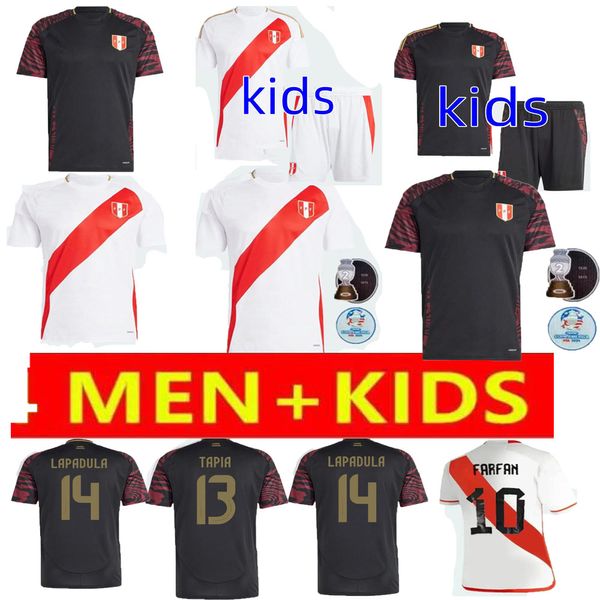 2024 2025 Top Copa American Peru Çeşitli Siyah Beyaz Formalar Futbol Formaları Evde Seleccion Peruana Cuevas Pinau Cartagena Abram Futbol Gömlek Hayranları