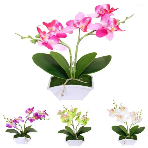 Dekorative Blumen Künstliche gefälschte Blumendekoration Schmetterling Orchidee Bonsai mit Topf Tischdekoration für Wohnzimmer Hausgarten