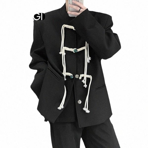uomini di stile cinese Butt Stand collare Ins Net Celebrity Streetwear Fi Show Suit Jacket Blazer maschile Design di nicchia Cappotto del vestito h1Zn #