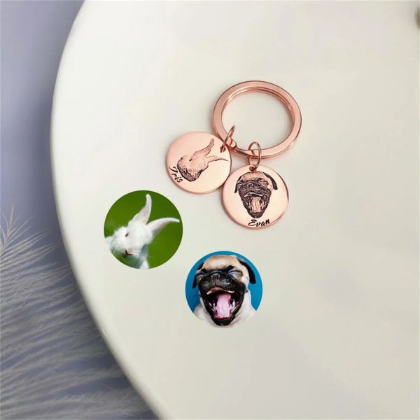 Tende Portachiavi personalizzato con ritratto di animale domestico Portachiavi con foto Regalo per gli amanti degli animali Portachiavi personalizzato per cani Portachiavi personalizzato Regali personalizzati per animali domestici