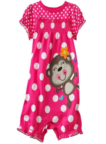 Red Monkey Baby Girl Macacão para Roupas de Verão Bebê 100 Algodão Bebe Macacões Polka Dot Body Terno Recém-nascido Camisa Outfits 2104139782918