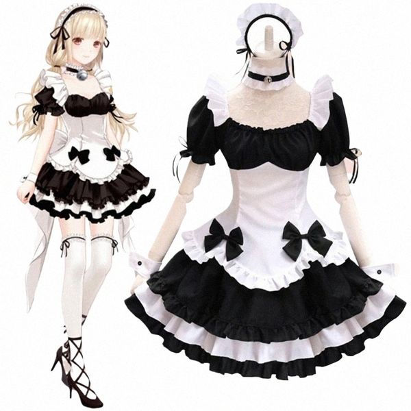 Maid dr anime cosplay kostümleri lolita dr black white maid waitr nisan dres üniforma kızlar kadın parti kostümleri j60q#