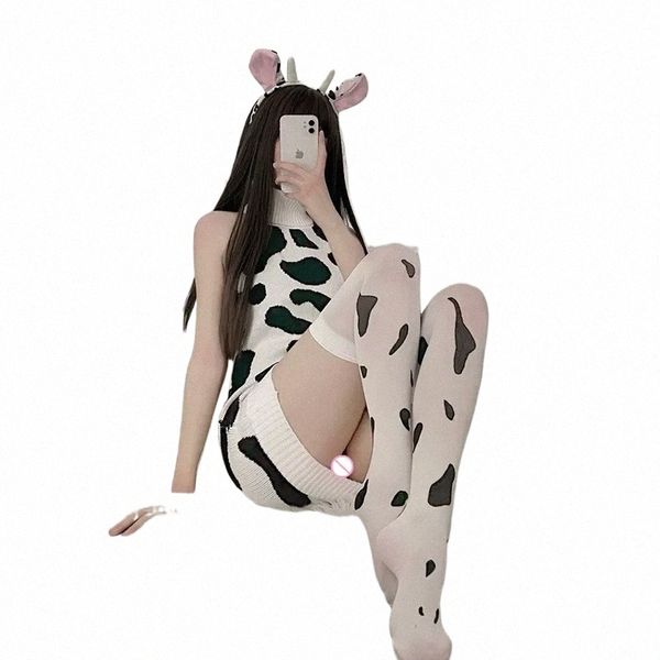 cos vaca cosplay traje empregada anime menina backl lingerie gola camisola japonês bonito roupas lolita uniforme com meia 96zk #