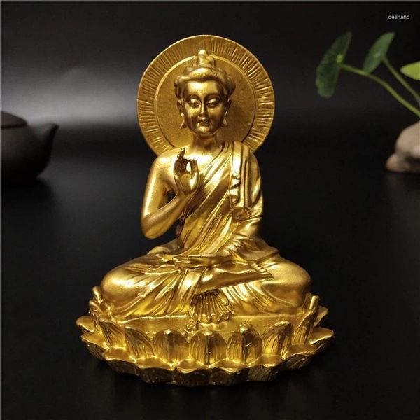 Dekorative Figuren, goldene Buddha-Statue, Hindu-Gott, Skulptur, Ornamente, Kunstharz, Handwerk, Glücksgeschenke, Reichtum für Heimdekoration, Statuen