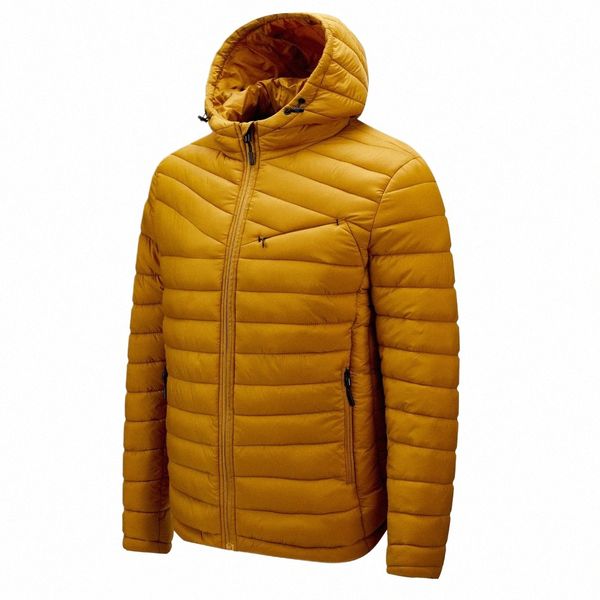 Jaqueta masculina de outono com zíper leve corta-vento com capuz Parka Masculino Fi 2024 Primavera alta quaty macio preto amarelo casaco masculino v2mh #