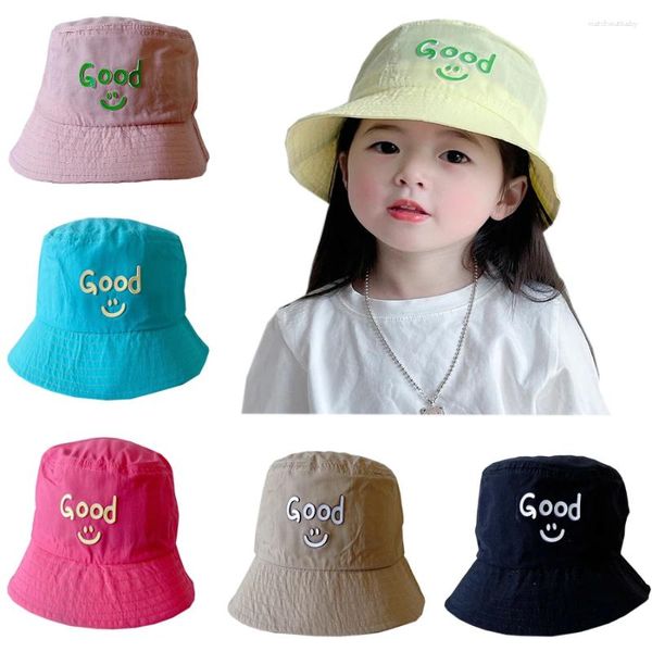 Berets Sommer Kinder Eimer Hut Schnell Trocknend Baby Sonne Candy Farbe Nette Angeln Fischer Kappe Jungen Mädchen Anti UV Panama im freien Strand