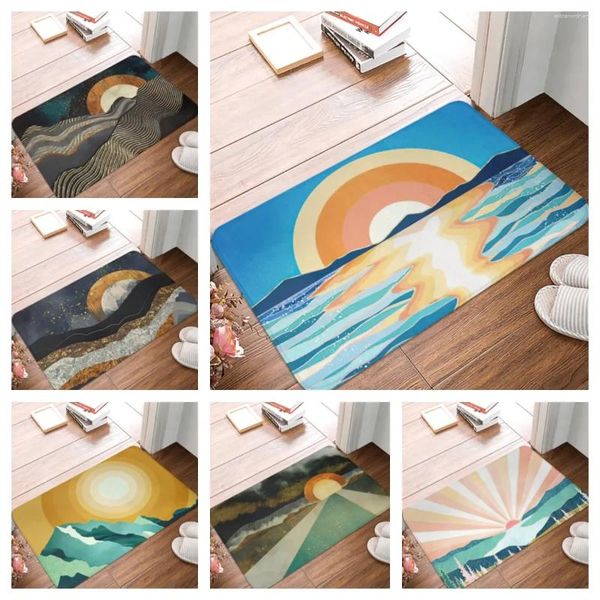 Teppiche Sonne Marmor Textur Türmat Teppichmatten Teppich Polyester PVC Nicht rutschflocken Bodendekorat Bad Bad Küche Wohnzimmer lustig