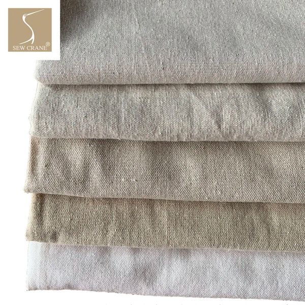 Tessuto Vintage Zakka Tessuto di puro lino a trama uniforme di peso medio Lino naturale Ricamo a mano Cucito Patchwork Tessuto artigianale per la casa