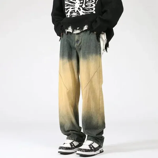 Jeans da uomo larghi per uomo pantaloni di lusso originali coreano Dongdaemun abbigliamento di alta qualità streetwear pantaloni hip-hop vestiti da uomo 2024