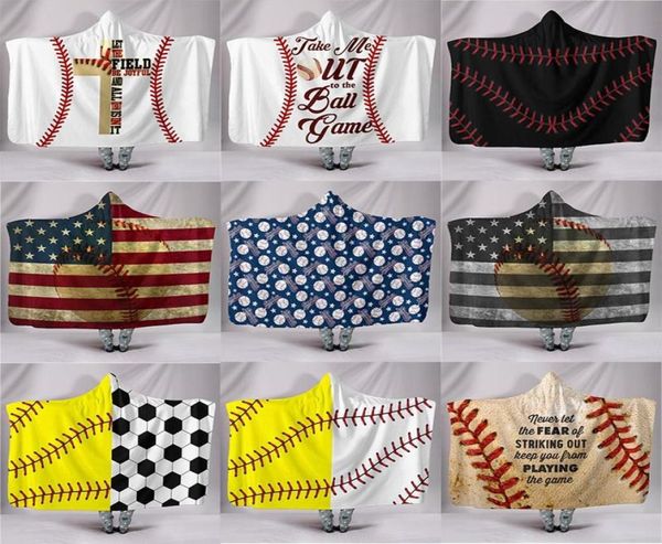 Cobertor de futebol de beisebol sherpa softball cobertor tema esportivo com capuz capa futebol toalha de banho cobertores 5917901