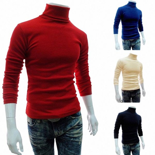 Camisa masculina Cor Sólida Mangas LG Slim Fit Respirável Básico Suave Gola Metade Alta Elástica Anti-Encolhimento Outono Tops Roupas Masculinas 88Ee #