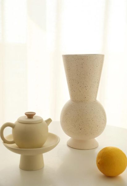 Vasos simples cremoso gergelim vitrificado vaso de porcelana estilo nórdico decoração de casa decoração jardim