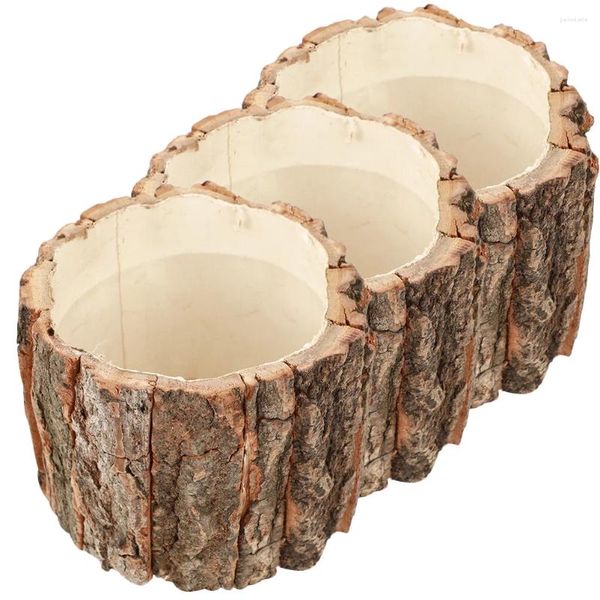 Vasi Wood Log Plant Contenitore Fiore Cazzo Mini piante artificiali Country Succulento Pot