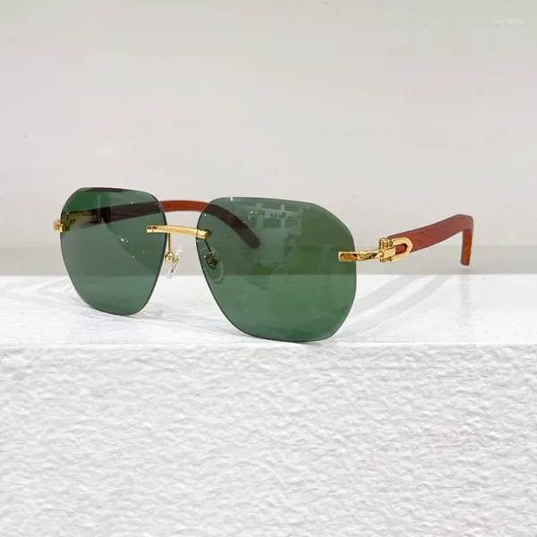 Sonnenbrille Hohe Qualität Pilot Holzbein Retro Männer Frauen Mode Brillen Randlose Klassische Brillen mit Originalen