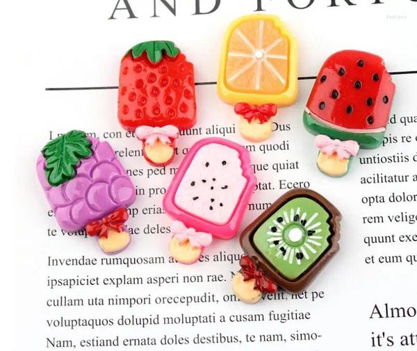 Estatuetas decorativas 10pcs/lot resina sorvete de frutas cabochons planos para os centros de arco de cabelo decoração de scrapbooking diy