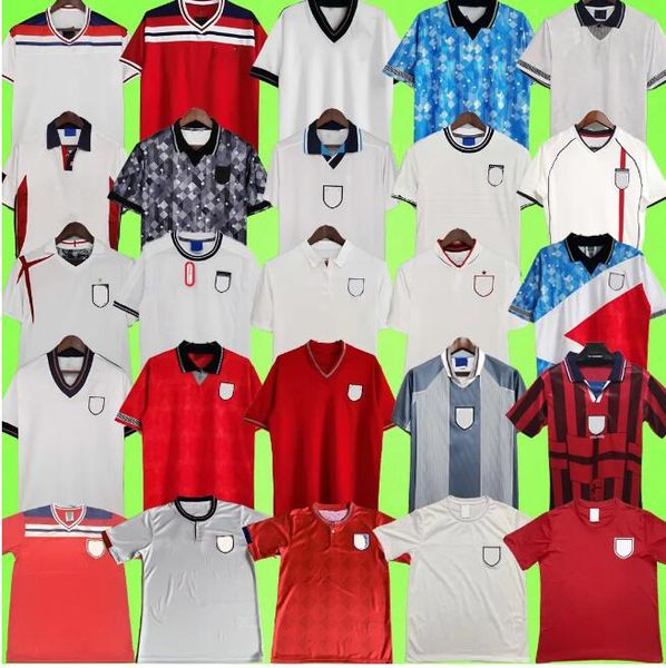 Englands Retro Soccer Jerseys 1966 1980 1982 1984 1986 1988 1990 1992 1994 1996 1998 2000 2002 2004 2006 2010 2012 Uniformes OWEN GERRARD SHEARER camisa de futebol