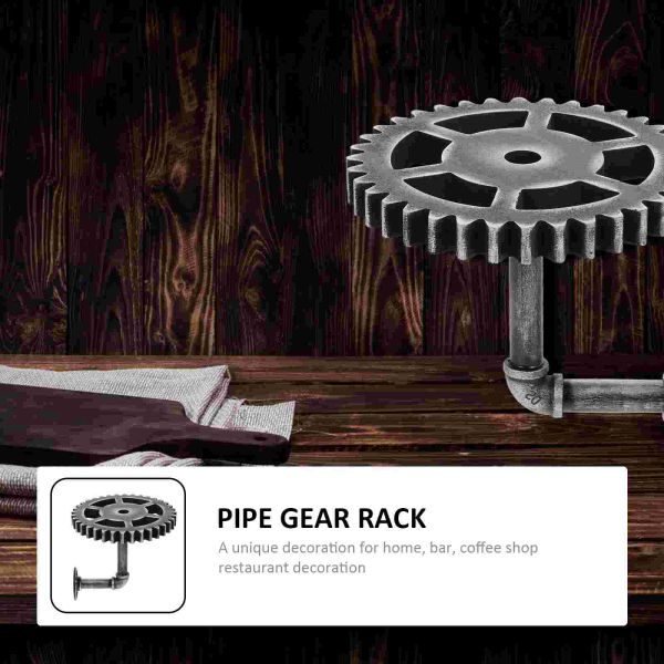 Racks prateleira steampunk decoração suporte de parede engrenagem design tubo de armazenamento ferro rústico montado na parede