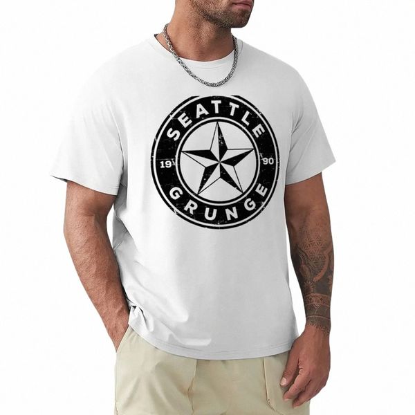 Seattle 1990 Grunge Star T-Shirt gráficos meninos brancos homens simples camisetas gráficas 09Nq #