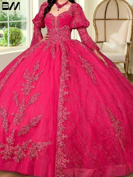 Partykleider Prinzessin Perlen Abendkleid Kristalle Quinceanera Ballkleid bodenlang Braut Vestidos De Novia