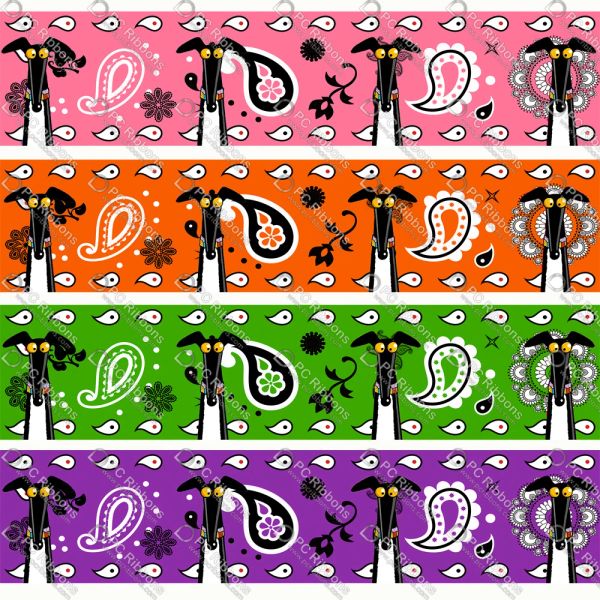 accessori Fiore e levriero stampato disegno personalizzato cane cartone animato per artigianato fai da te fiocco per capelli collare cordino/raso /3