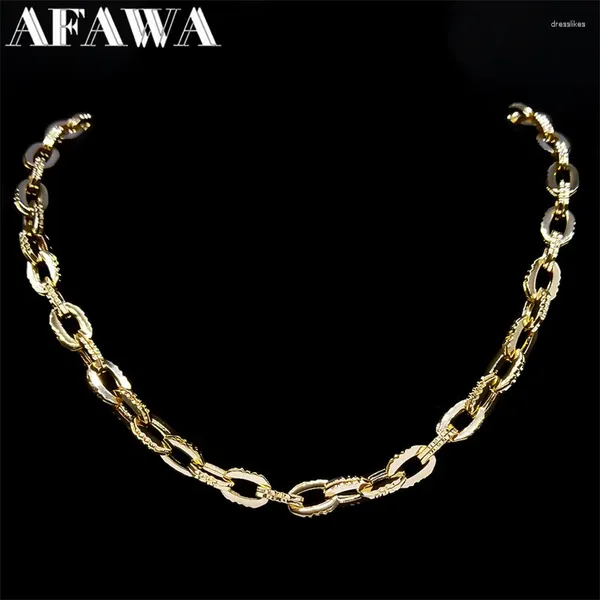 Ketten Hip Hop Cuban Link Kette Halskette Für Männer Frauen Edelstahl Gold Farbe Vintage Männliche Armband Schmuck Colar Masculino