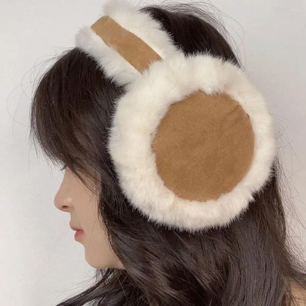 Berretti Cuffie per orecchie Paraorecchie in peluche Cute scamosciata Addensare Scaldamuscoli invernali Copertura pieghevole antivento da equitazione