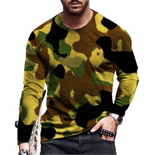 Fiable Street Herrenbekleidung Camoue Imitati Army LG-Ärmel Y2K-Oberteile2023 neues bedrucktes Herren-T-Shirt mit LG-Ärmeln c7n7#