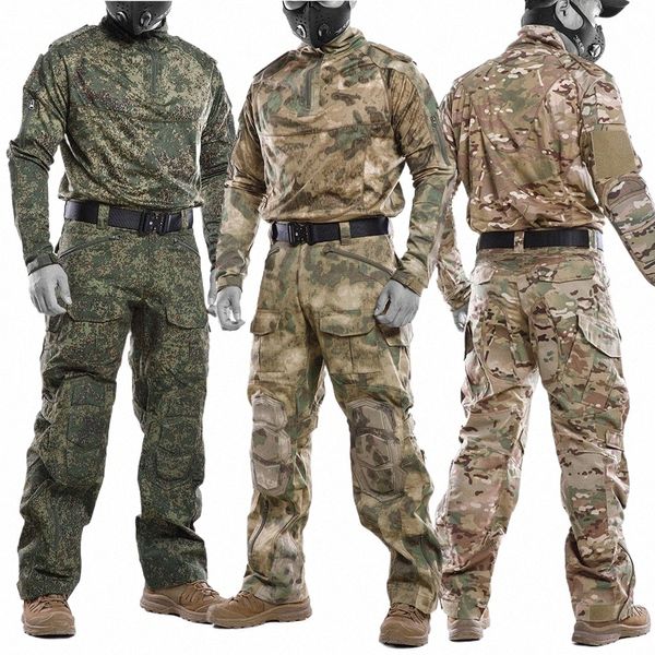 Tuta mimetica russa Set tattici da uomo Outdoor Quick-dry G4 Camicie da combattimento Pantaloni impermeabili Tasche uniformi da allenamento S2OK #