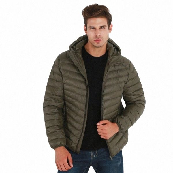 Jaqueta quente masculina com capuz Ultraleve jaqueta masculina ao ar livre Parka de inverno com bolsa ceket k9cf #