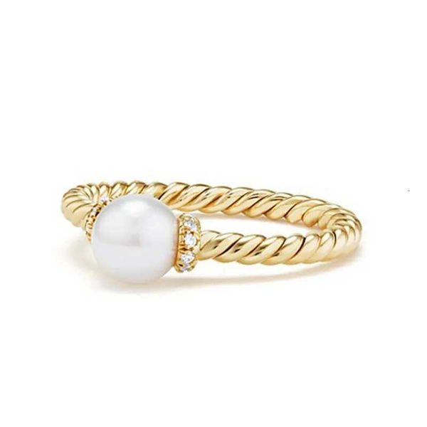 Anel de pérola vintage joias da moda fio torcido anéis de luxo de casamento para mulheres