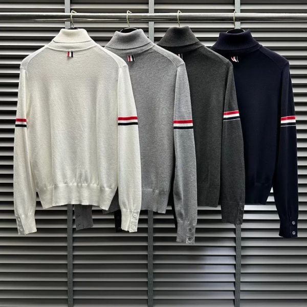 Tb moletom sweetshirt sweater de gola alta masculino outono inverno nova marca de luxo tops de 4 barras de listra clássica marinha casual fi casaco masculino mulheres 897