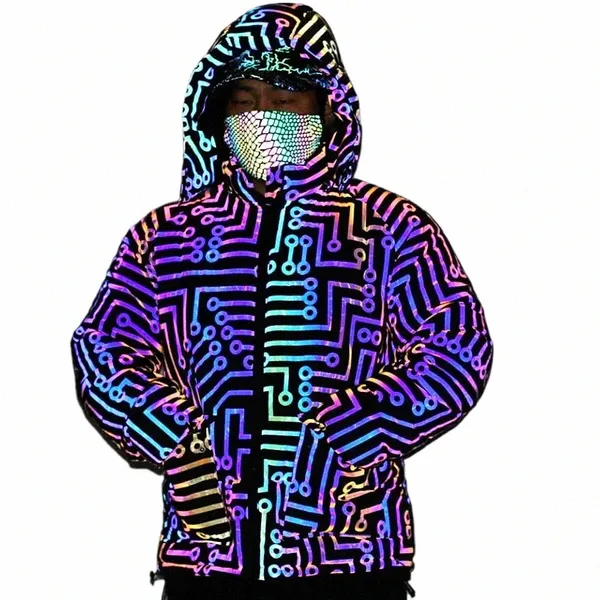 2024 uomini di inverno spessi giacche manica Lg foglia d'acero riflettente cappotti caldi Harajuku Techwear Abbigliamento Jaqueta Masculina n5IH #