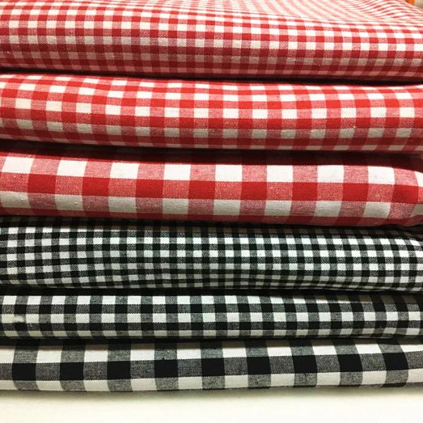 Tessuto Cotone Plaid Tessuto Al Metro per Cucire Camicie Abbigliamento Abiti Tovaglie Cappotti Nero Bianco Rosso Morbido Traspirante Confortevole