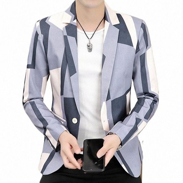 2022 Neue Plaid Blazer Männer Slim Fit Busin Casual Anzug Jacke Koreanische Hochzeit Sozial Büro Dr Mantel Streetwear Kostüm Homme 43e4 #