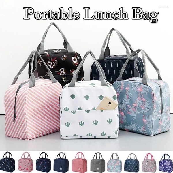 Borse contenitore 1PC borsa per il pranzo maniglia dispositivo di raffreddamento isolante per donna scatola da picnic viaggio cibo portatile colazione termica