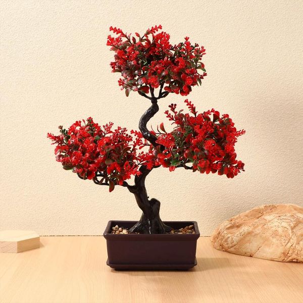 Flores decorativas BONSAI ARTILIAL PLANTA FALSA EM POT ORNAMENTO FAUX PATTET para Office Indoor Home Office Outdoor Garden